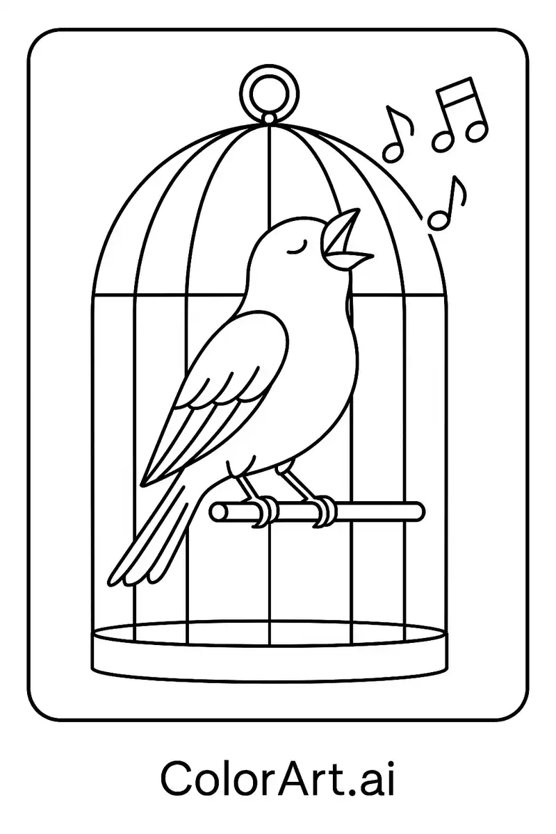 A singing Canary bird coloring page