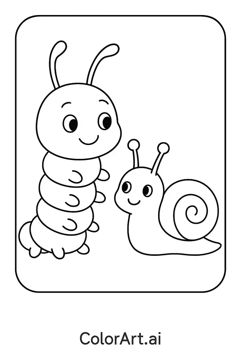 Free Caterpillar & Snail Coloring Page