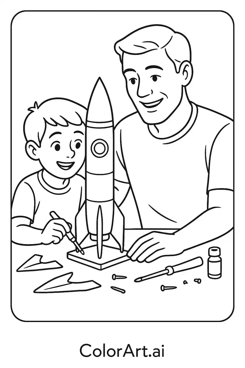 building-a-model-rocket-in-father-s-day-coloring-page
