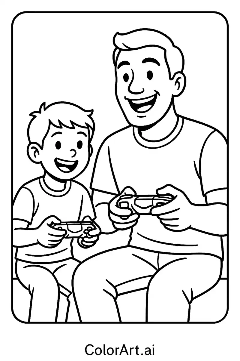 playing-game-in-father-s-day-coloring-page