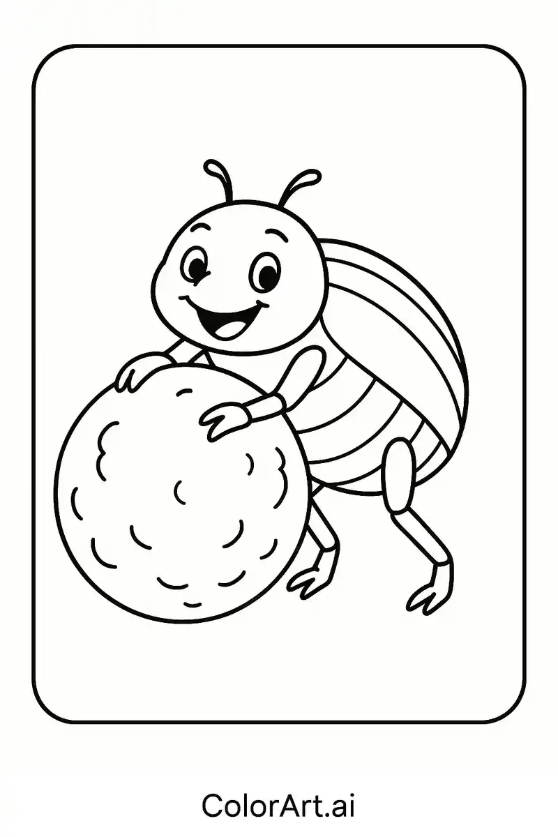 Dung Beetle Coloring Page: Fun and Cute Bug Activity